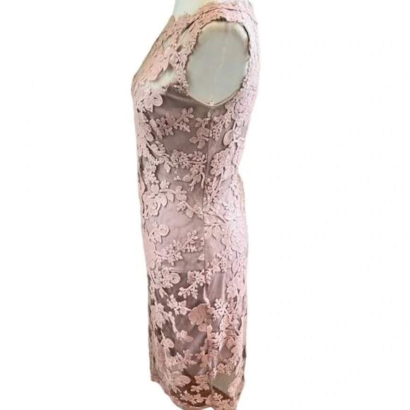 NWT Tadashi Shoji Blush Antique Pink Lace Cocktail Dress SIZE 8 - Picture 6 of 16